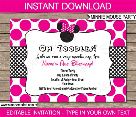 Minnie Mouse Birthday Invitations Free Printables