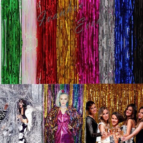 1m X 1m Metallic Foil Tinsel Curtain Party Backdrop Decor Etsy