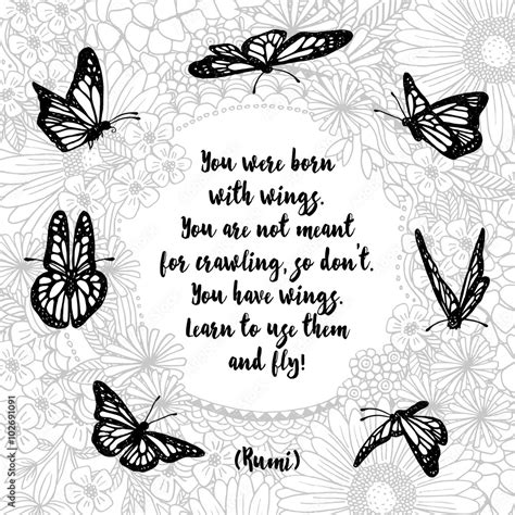 Inspirational quote by Rumi with floral background and hand drawn ...