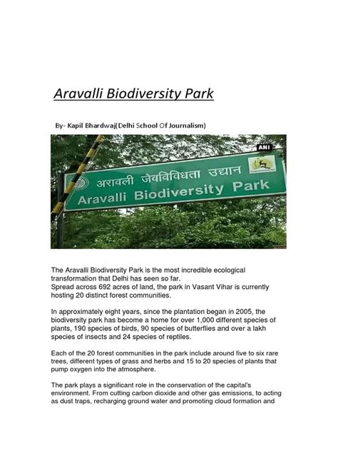 Aravalli Biodiversity Park | PDF | Orchidaceae | Gardening