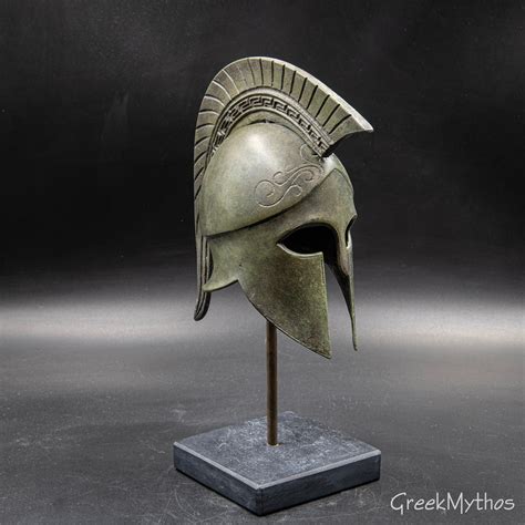 Ancient Greek Bronze Helmet with Greek Key Crest, Greek Corinthian War ...