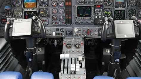 Aircraft Cockpit of Piaggio P180 Avanti Turboprop Airplane. Stock Video ...