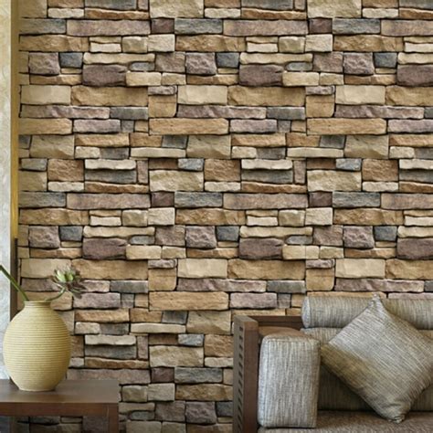 3D Self Adhesive Wall Paper Brick Stone Rustic Effect Wall Sticker Home