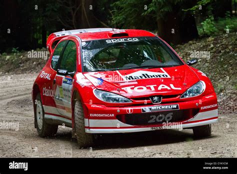 2003 Peugeot 206 WRC rally car with driver James Tannahill at the 2012 ...