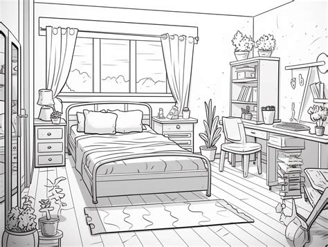 Cute Bedroom Coloring Printable Coloring Page