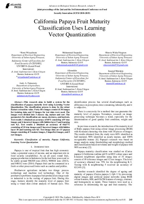Pdf California Papaya Fruit Maturity Classification Uses Learning