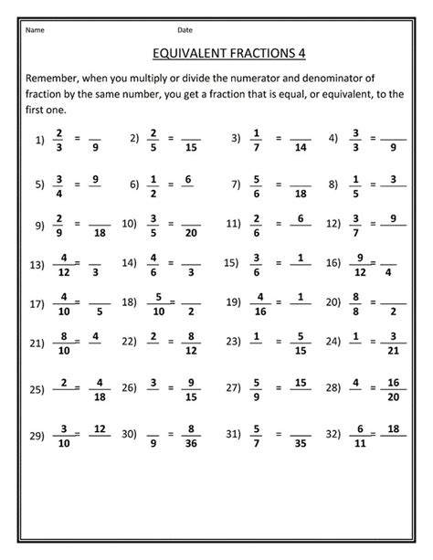 Fractions Worksheets With Answers