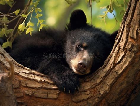 Ai Generated Illustration Wildlife Concept Of Black Bear Cub Stock