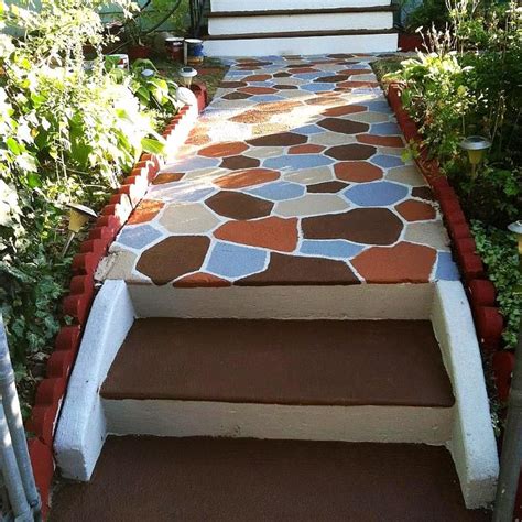 How To Paint Your Front Walk To Get A Cobblestone Look Outdoor Diy