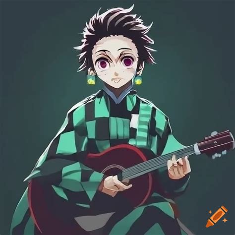 Kamado Tanjiro Playing A Sad Song With A Guitar On Craiyon