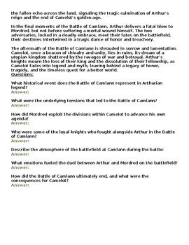 Arthurian Legend: Battle of Camlann Article & Questions Assignment (WORD)