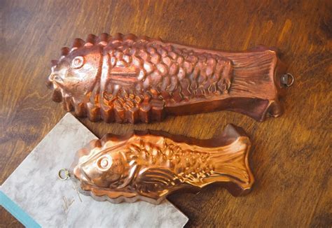 Vintage Copper Molds Copper Fish Molds Set Of Two Vintage Etsy