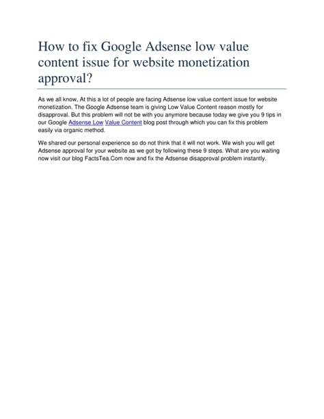 PPT How To Fix Google Adsense Low Value Content Issue For Website