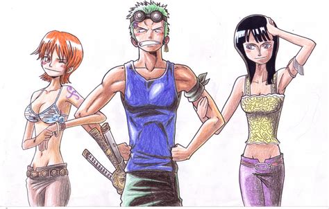 Nami, Zoro and Robin by sMokaForger on DeviantArt