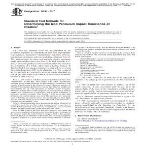 ASTM D256 23 E1 2021 Standard Test Methods For Determining The Izod