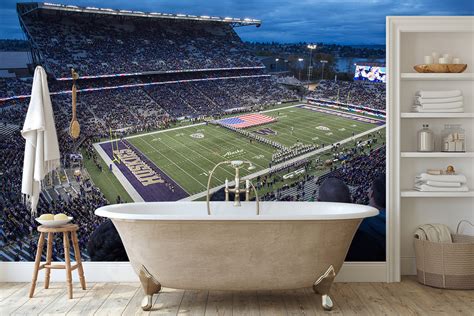 Washington Huskys Stadium Night Game American Flag Wall Mural – Let's ...