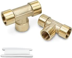 Bwintech 2 Pcs 1 4 Female BSP Thread Brass 3 Way Connector Tee Female