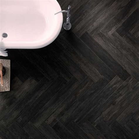 Wood Plank Herringbone Bath Tile