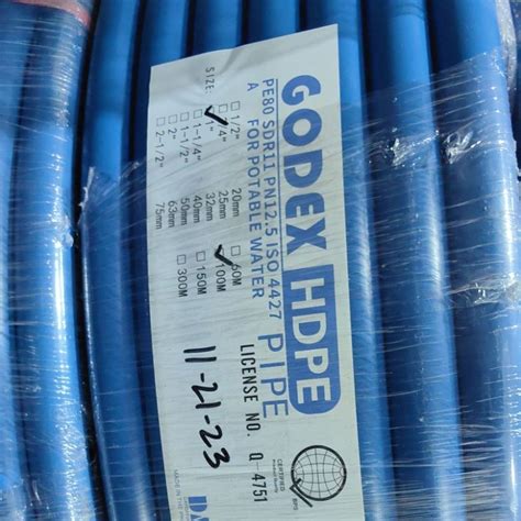 SDR 11 HDPE Black Blue Pipe Size 1 Waterline Farm Garden Irrigation