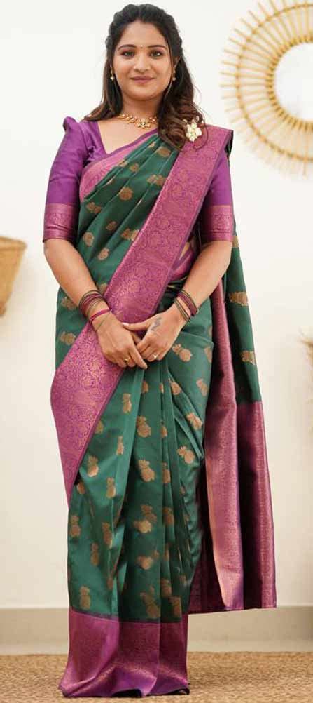 Traditional Wedding Green Color Art Silk Silk Fabric Saree 1849354