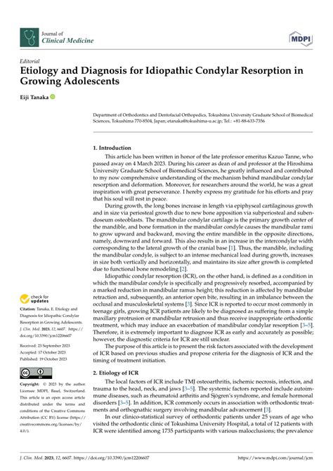 (PDF) Etiology and Diagnosis for Idiopathic Condylar Resorption in ...