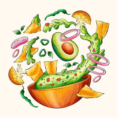 Ilustración dibujada a mano comida mexicana Vector Gratis