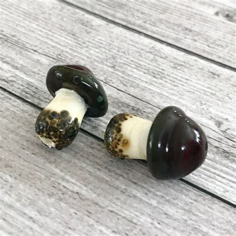 Mushroom Handmade Glass Bead Small Autumn Forest Mushroom Etsy