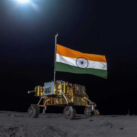 Premium Photo Proud Moment Indian Flag Planted On Moon As Gslv