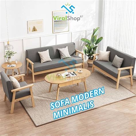 Jual Sofa Minimalis 2 Seater Kursi Tamu Sofa Kayu Solid Modern Sofa