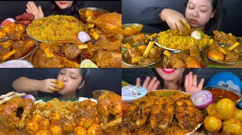 Mukbang India Eating Spicy Mutton Briyani Fried Chicken Lollipop Egg