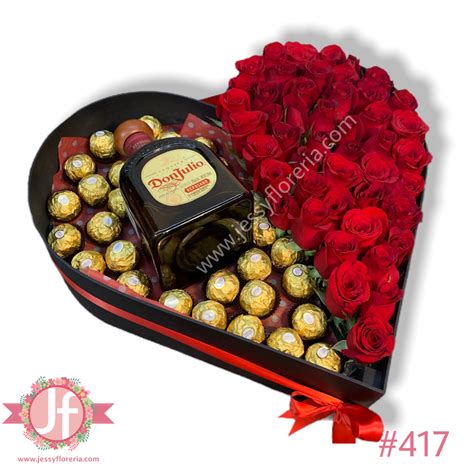 Corazón 50 rosas Don Julio Reposado y Ferreros Envíos GRATIS Mismo