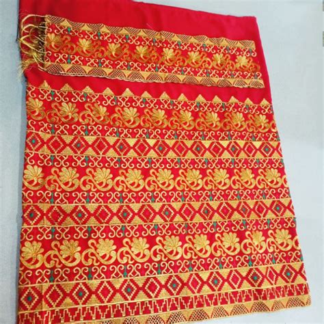 Jual Tapis Bordir Merah 3 Tingkat Kain Songket Khas Lampung Sarung