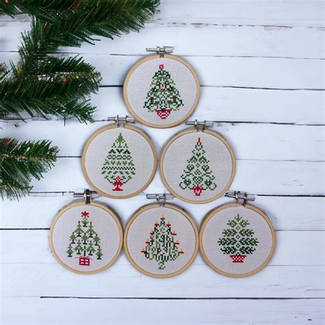 Set of 6 Christmas Trees Cross Stitch Pattern - Etsy