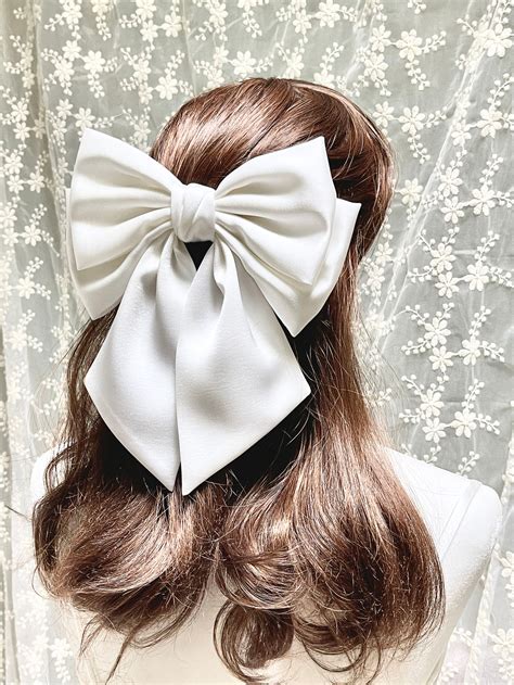 Satin Hair Bow Hair Bow For Women Hair Barrette Hair Clip Etsy