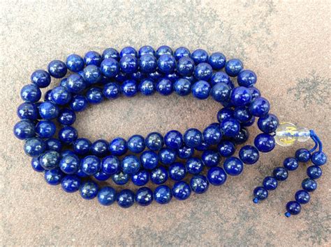 Lapis Lazuli Prayer Mala With Blue Silk Tassel Serenity Tibet Singing