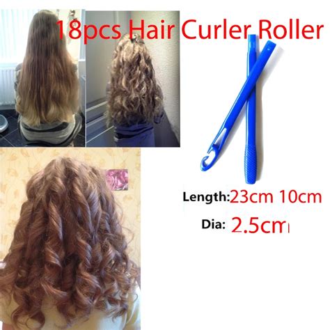 DIY Magic Hair Curler Plastic Hair Rollers 18pcs Hair Rollers + 2 hook sticks Pear Head Styling ...