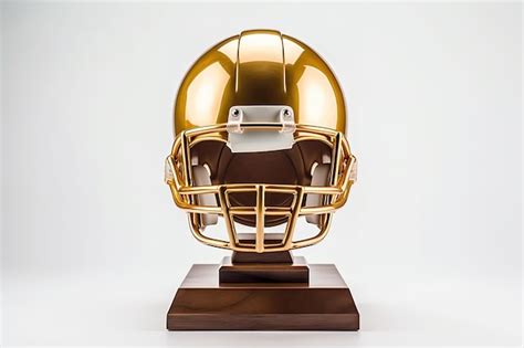 Premium AI Image | Golden trophy with American football helmet white ...