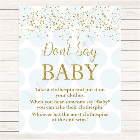 Items Similar To Blue And Gold Don T Say Baby Baby Shower Game Dont