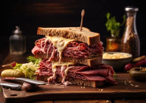 Premium AI Image | A shot of a Reuben sandwich with a variety of bread ...