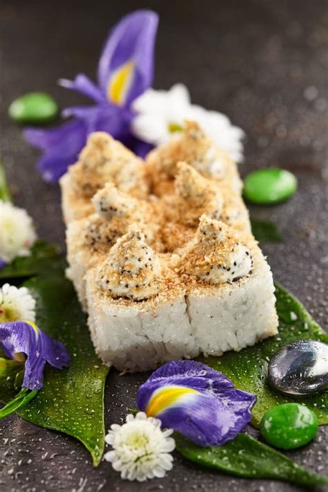 Maki Sushi Roll Stock Image Image Of Leaf Flower Delicious 87955049