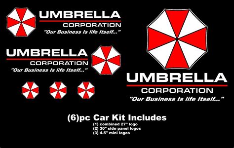 Umbrella Corporation Resident Evil Car Decal Kit 6pc Huge High Quality