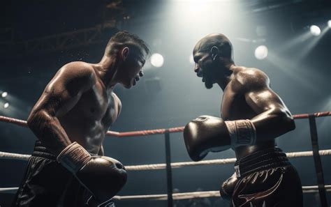 Premium Photo Athletic Two Boxers Fighting In A Boxing Ring Boxers