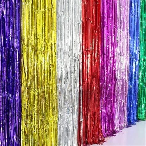 Metallic Foil Tinsel Fringe Curtain Party Foil Tinsel For Room Door