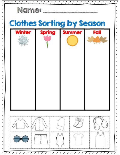 Clothes For Different Seasons Worksheet