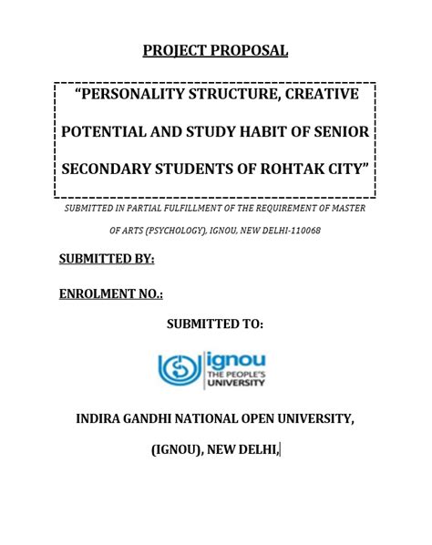 Ignou Mpce Ma Counseling Psychology Synopsis Proposal Project Report