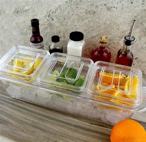 Condiment Garnish Station W 3 Inserts And Lids Bar Supplies