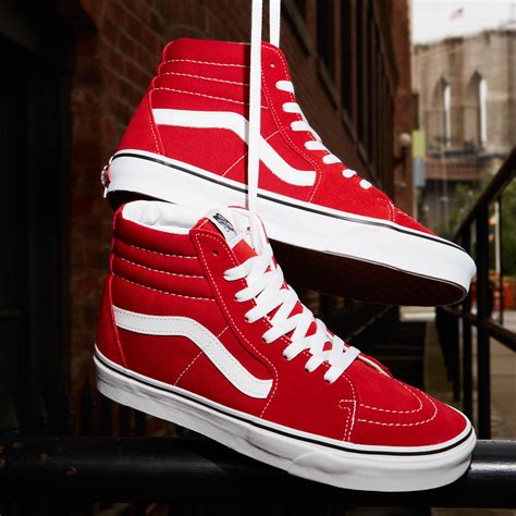 Vans Sk8 Hi Skate Shoe Racing Red Journeys