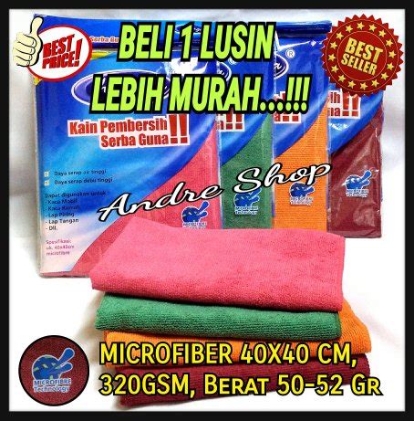 Jual KAIN LAP SERBAGUNA MICROFIBER Uk 40 X 40 Cm 320 GSM Berat 50 52