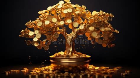 Gold Money Tree Lucky Wallpaper Stock Illustration Illustration Of