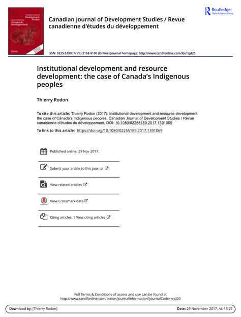 Pdf Institutional Development And Resource Development The Case Of